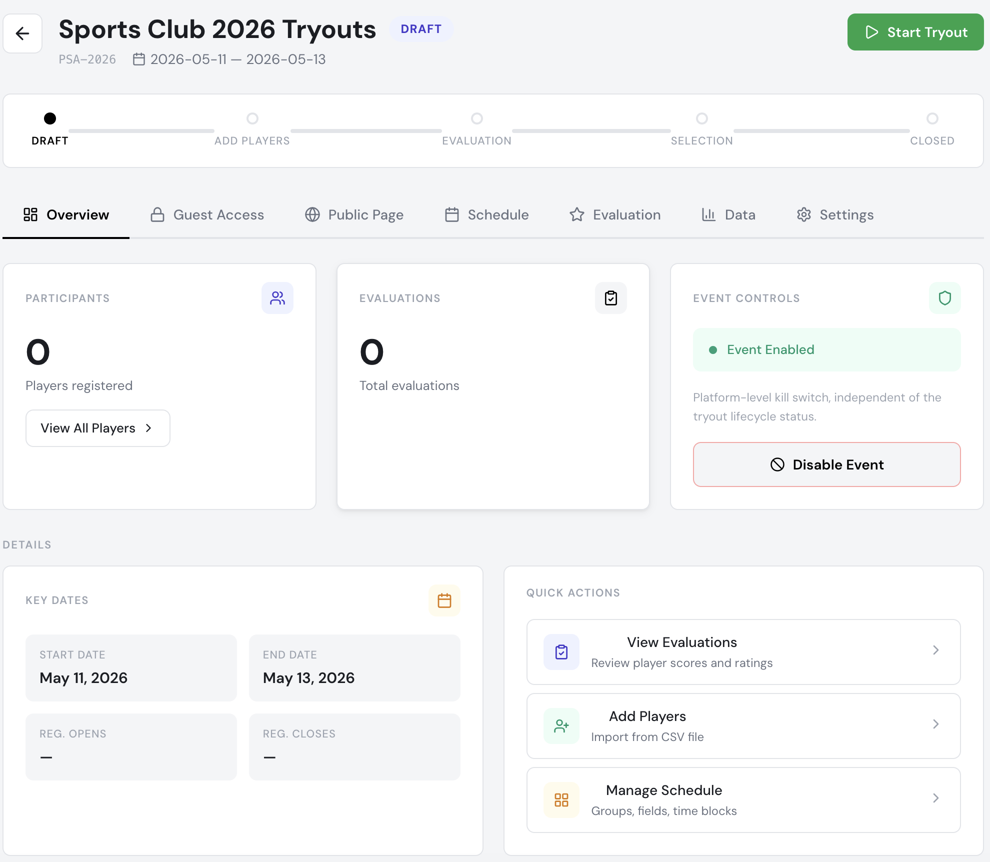 Event Management screenshot